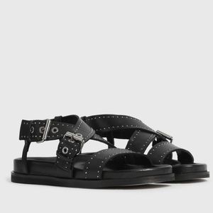 AllSaints Black Leather Nina Sandal 40
